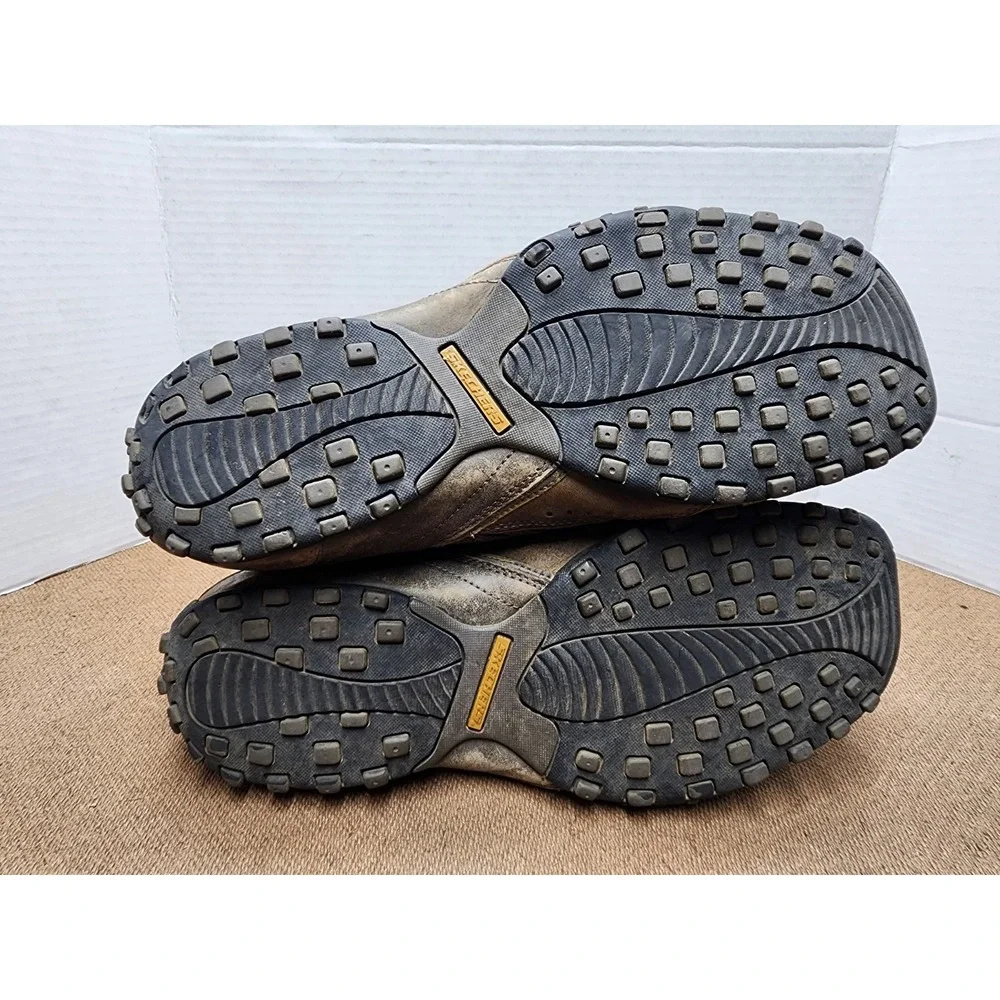 Skechers Leather Bicycle Toe Sneaker Shoes Brown Walking Athletic Mens 11